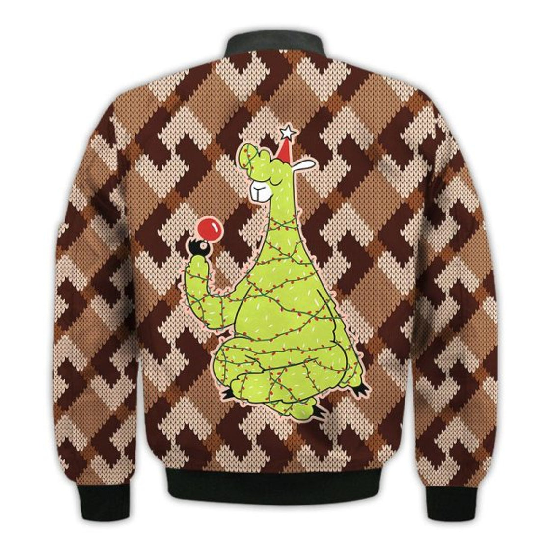 FUNSTUFFPRINTI Merry Christmas Christmas Tree Llama Retro Christmas Holiday Gifts Unisex 3D Bomber Jacket