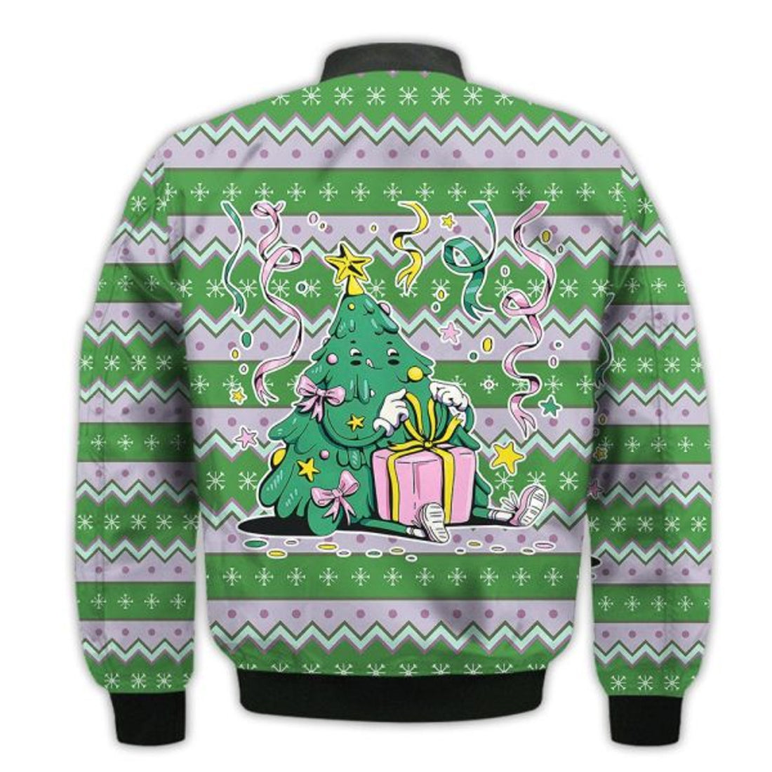 FUNSTUFFPRINTI Merry Christmas Christmas Tree Retro Christmas Holiday Gifts Unisex 3D Bomber Jacket