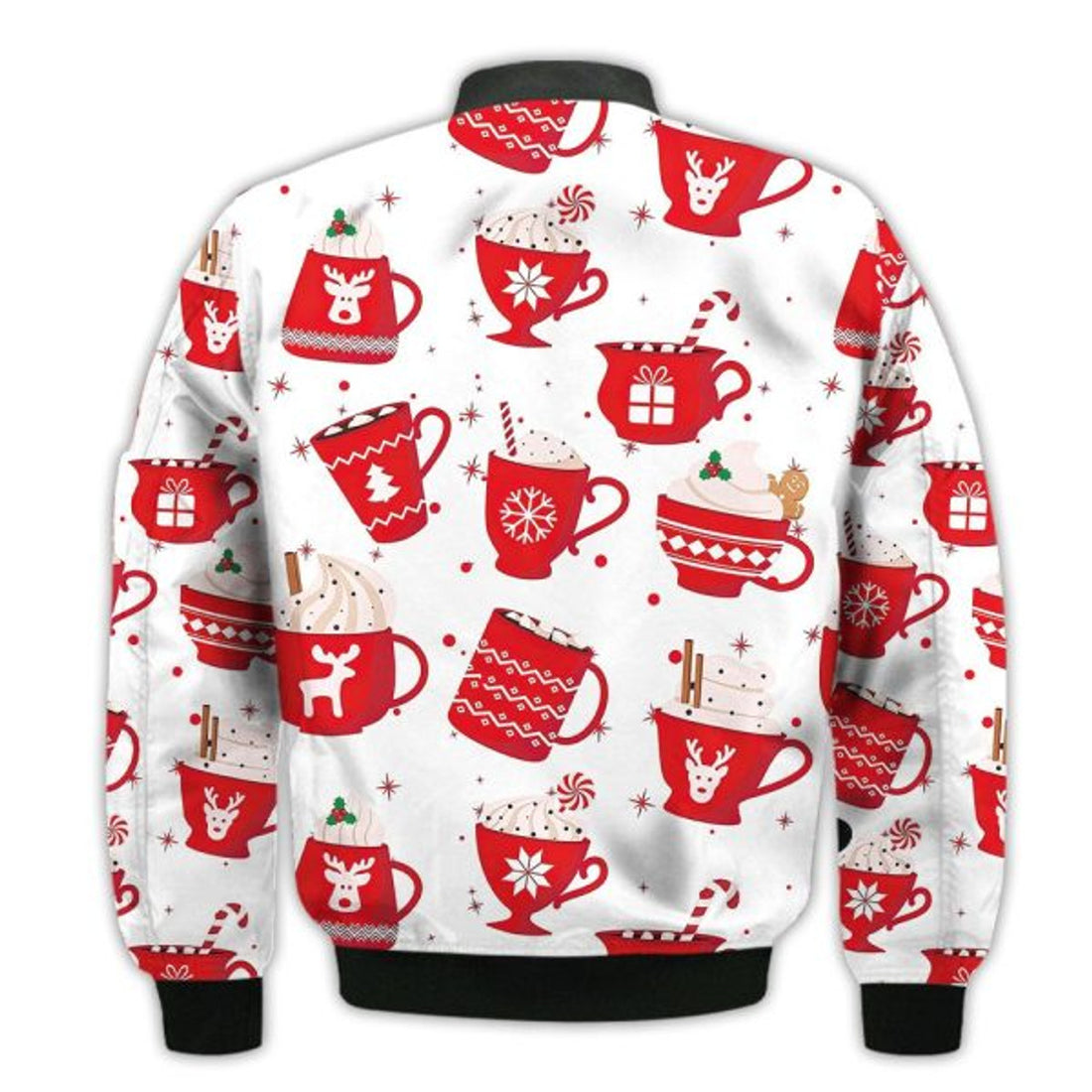 FUNSTUFFPRINTI Merry Christmas Coffee Christmas Skeleton Retro Christmas Holiday Gifts Unisex 3D Bomber Jacket