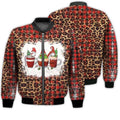FUNSTUFFPRINTI Merry Christmas Coffee Drink Santa Christmas Retro Christmas Holiday Gifts Unisex 3D Bomber Jacket
