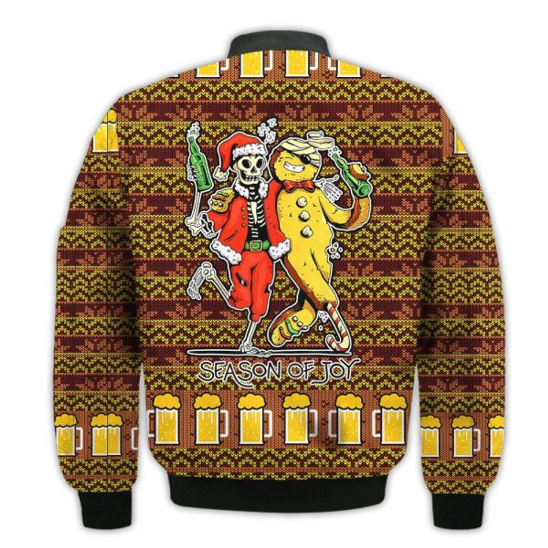 FUNSTUFFPRINTI Merry Christmas Cool Anti Christmas Skeleton Retro Christmas Holiday Gifts Unisex 3D Bomber Jacket