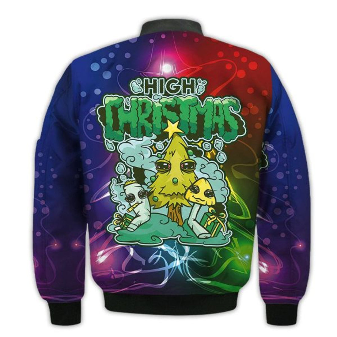 FUNSTUFFPRINTI Merry Christmas Cool High Christmas Retro Christmas Holiday Gifts Unisex 3D Bomber Jacket