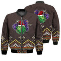 FUNSTUFFPRINTI Merry Christmas Covid Christmas Retro Christmas Holiday Gifts Unisex 3D Bomber Jacket