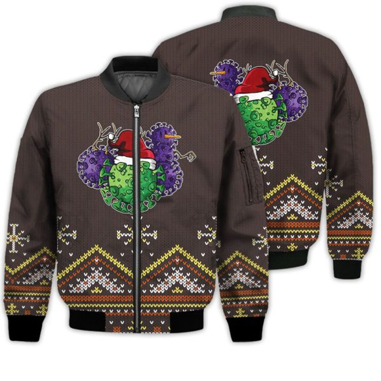 FUNSTUFFPRINTI Merry Christmas Covid Christmas Retro Christmas Holiday Gifts Unisex 3D Bomber Jacket