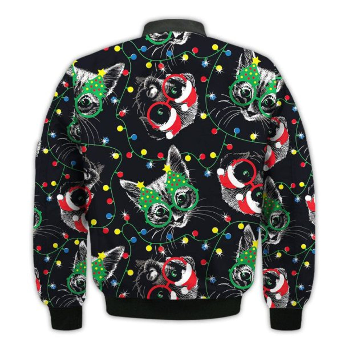 FUNSTUFFPRINTI Merry Christmas Cute Cats And Dogs Retro Christmas Holiday Gifts Unisex 3D Bomber Jacket