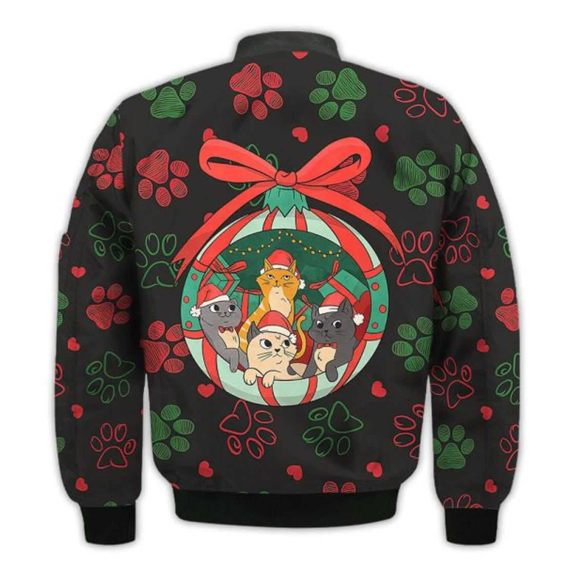 FUNSTUFFPRINTI Merry Christmas Cute Christmas Cats Retro Christmas Holiday Gifts Unisex 3D Bomber Jacket