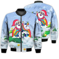 FUNSTUFFPRINTI Merry Christmas Cute Santa Unicorn Retro Christmas Holiday Gifts Unisex 3D Bomber Jacket
