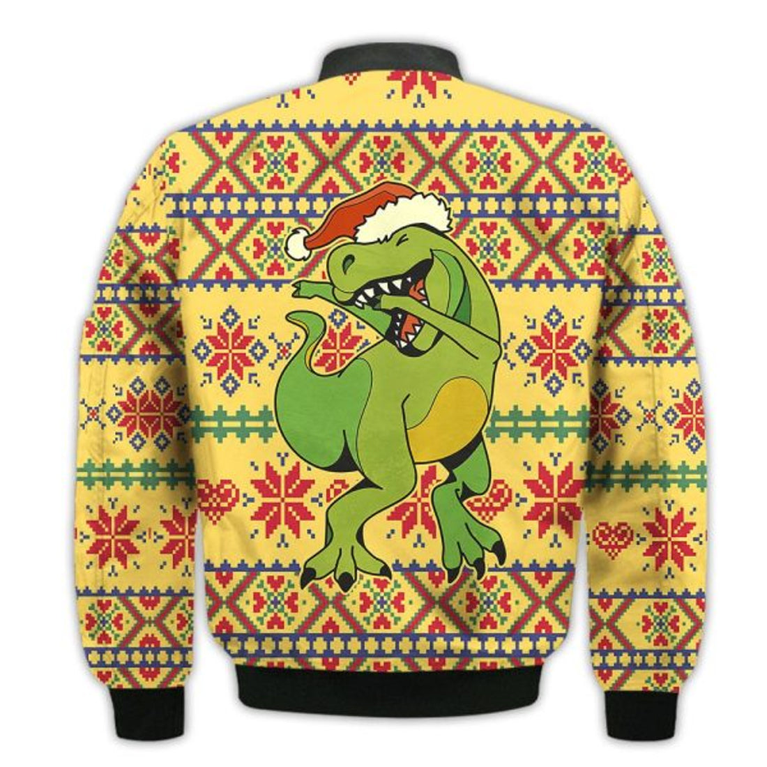 FUNSTUFFPRINTI Merry Christmas Dabbing Dino Christmas Retro Christmas Holiday Gifts Unisex 3D Bomber Jacket