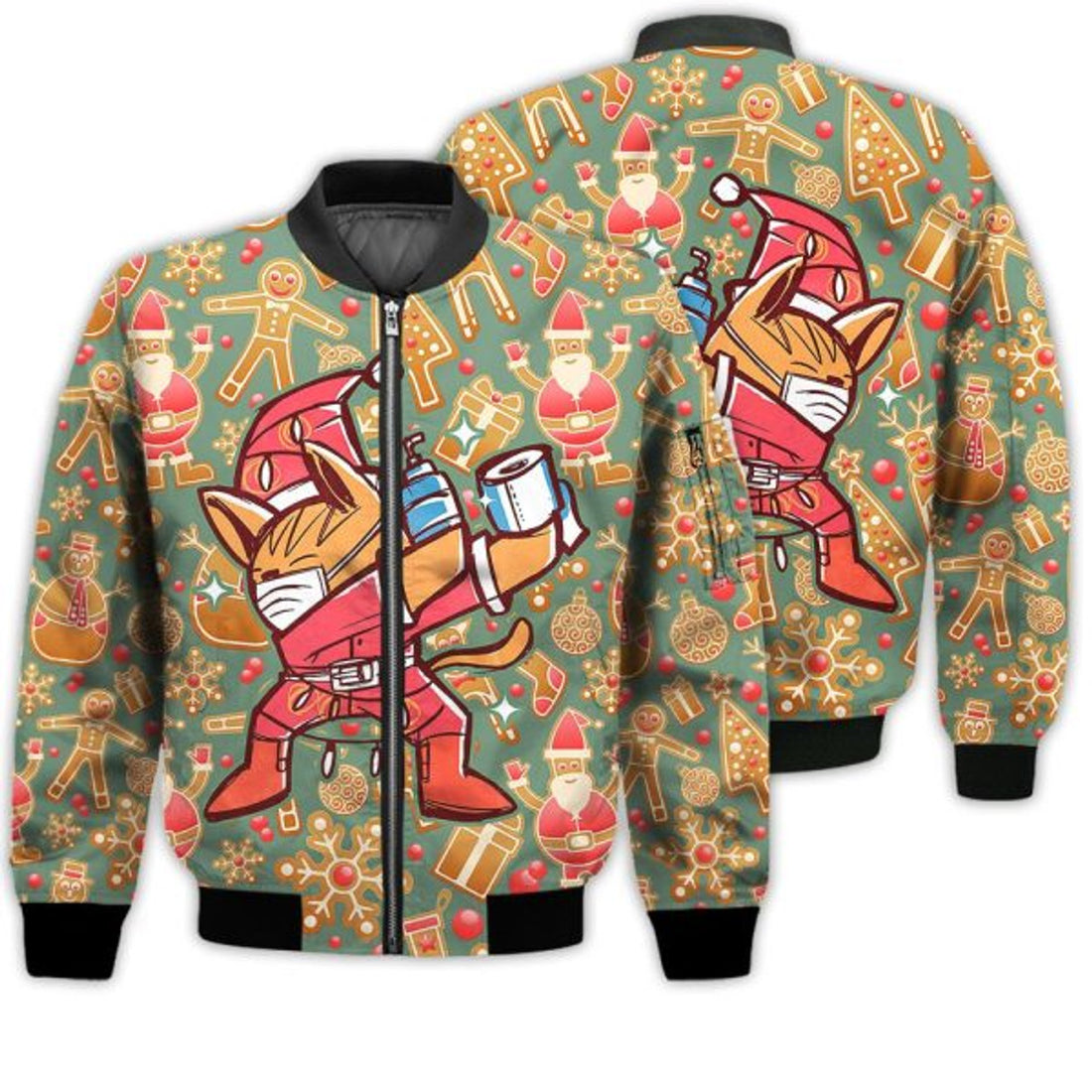 FUNSTUFFPRINTI Merry Christmas Dabbing Retro Christmas Holiday Gifts Unisex 3D Bomber Jacket