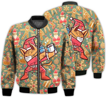 FUNSTUFFPRINTI Merry Christmas Dabbing Retro Christmas Holiday Gifts Unisex 3D Bomber Jacket