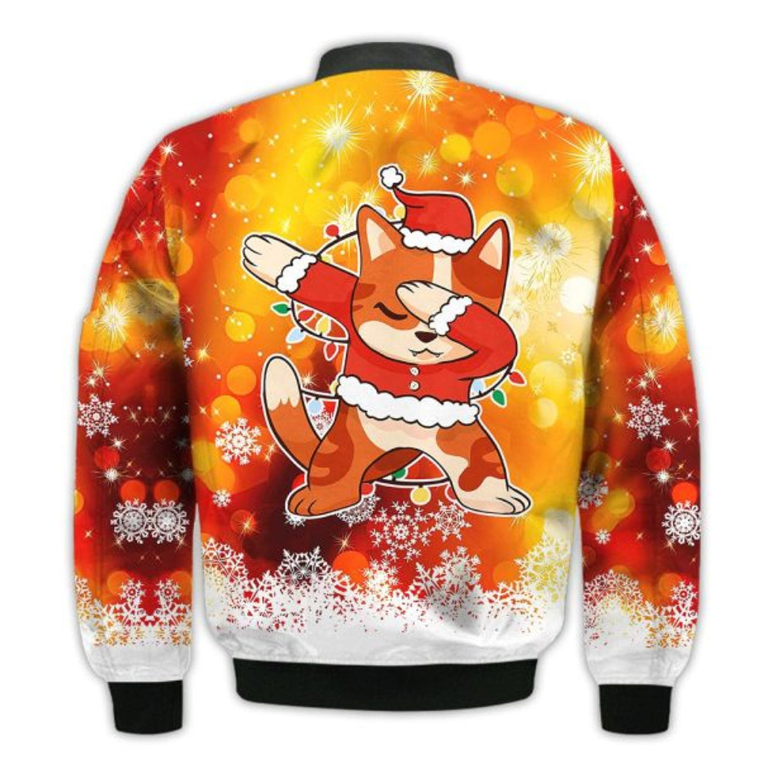 FUNSTUFFPRINTI Merry Christmas Dabbing Santa Cat Retro Christmas Holiday Gifts Unisex 3D Bomber Jacket