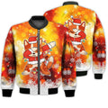 FUNSTUFFPRINTI Merry Christmas Dabbing Santa Cat Retro Christmas Holiday Gifts Unisex 3D Bomber Jacket