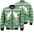 FUNSTUFFPRINTI Merry Christmas Dinosaur Christmas Tree Retro Christmas Holiday Gifts Unisex 3D Bomber Jacket