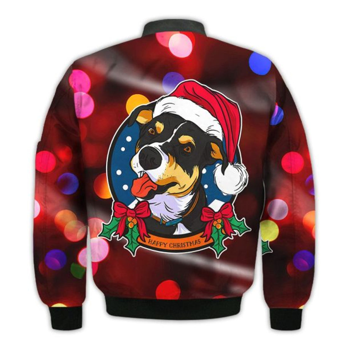 FUNSTUFFPRINTI Merry Christmas Dog With Hat Retro Christmas Holiday Gifts Unisex 3D Bomber Jacket