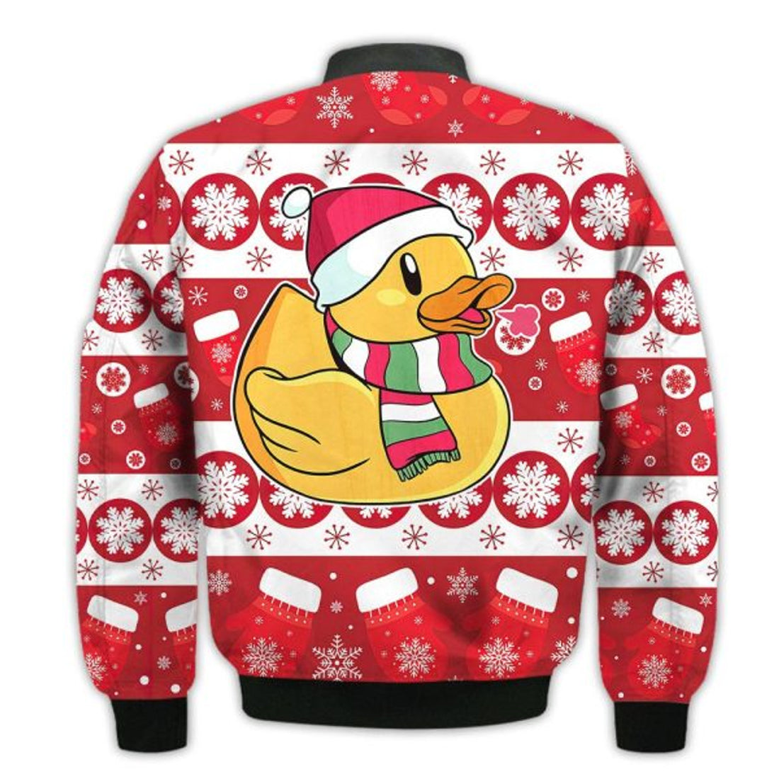 FUNSTUFFPRINTI Merry Christmas Duck Retro Christmas Holiday Gifts Unisex 3D Bomber Jacket