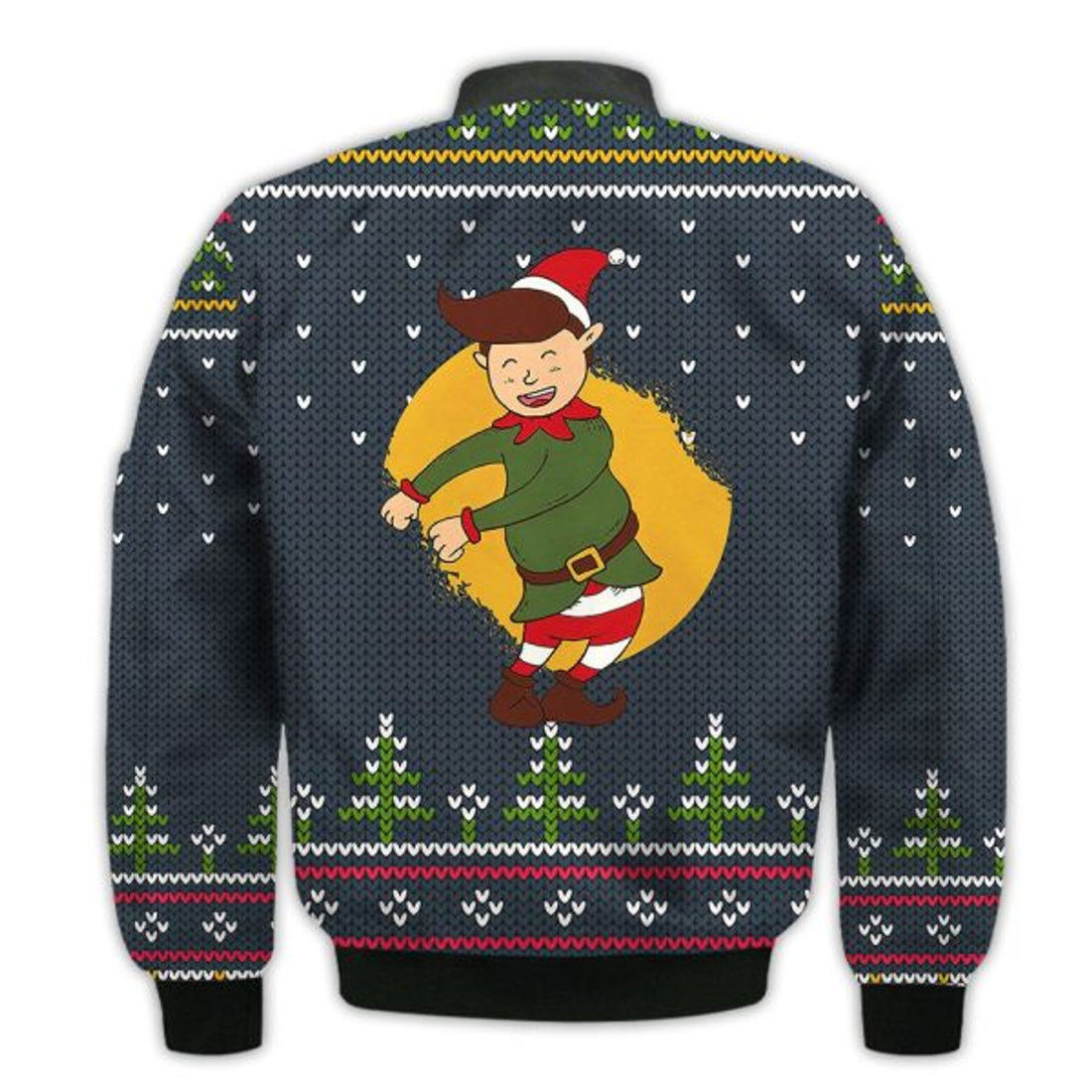 FUNSTUFFPRINTI Merry Christmas Elf Floss Dance Retro Christmas Holiday Gifts Unisex 3D Bomber Jacket