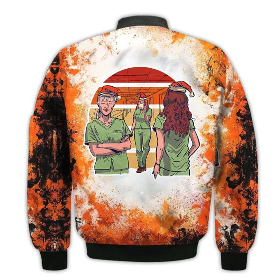 FUNSTUFFPRINTI Merry Christmas Emergency Room Retro Christmas Holiday Gifts Unisex 3D Bomber Jacket