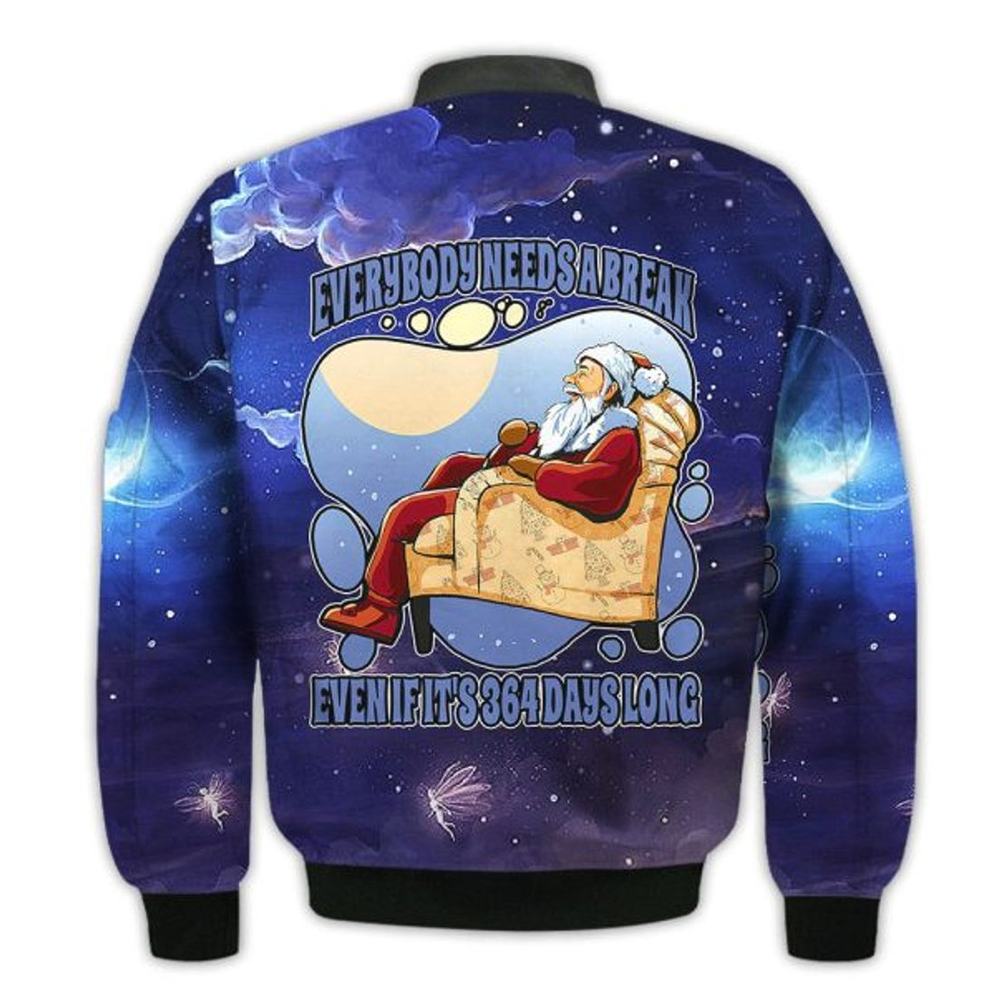 FUNSTUFFPRINTI Merry Christmas Everybody Needs A Break Santa Retro Christmas Holiday Gifts Unisex 3D Bomber Jacket