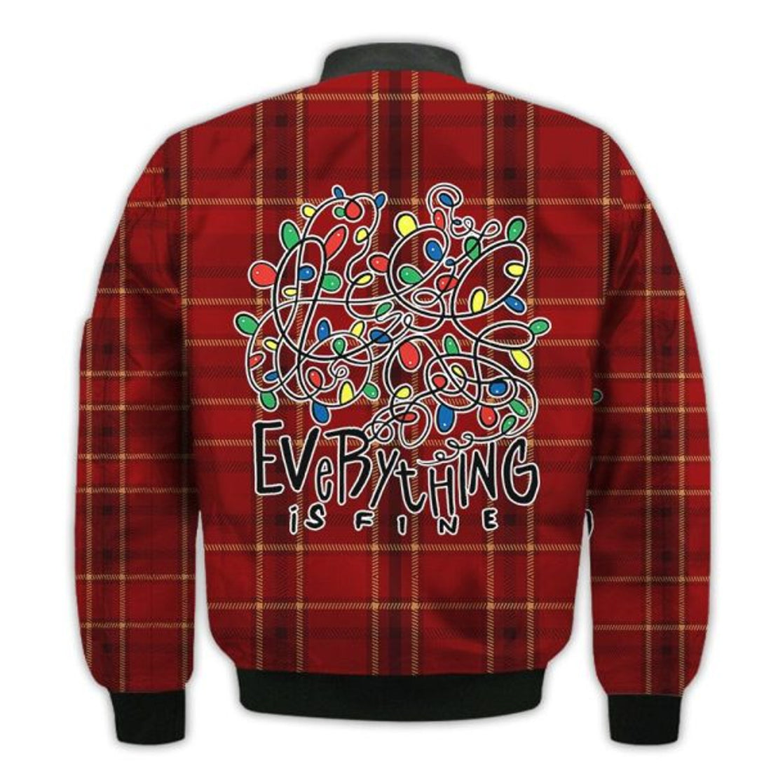 FUNSTUFFPRINTI Merry Christmas Everything Is Fine Light Retro Christmas Holiday Gifts Unisex 3D Bomber Jacket