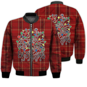 FUNSTUFFPRINTI Merry Christmas Everything Is Fine Light Retro Christmas Holiday Gifts Unisex 3D Bomber Jacket