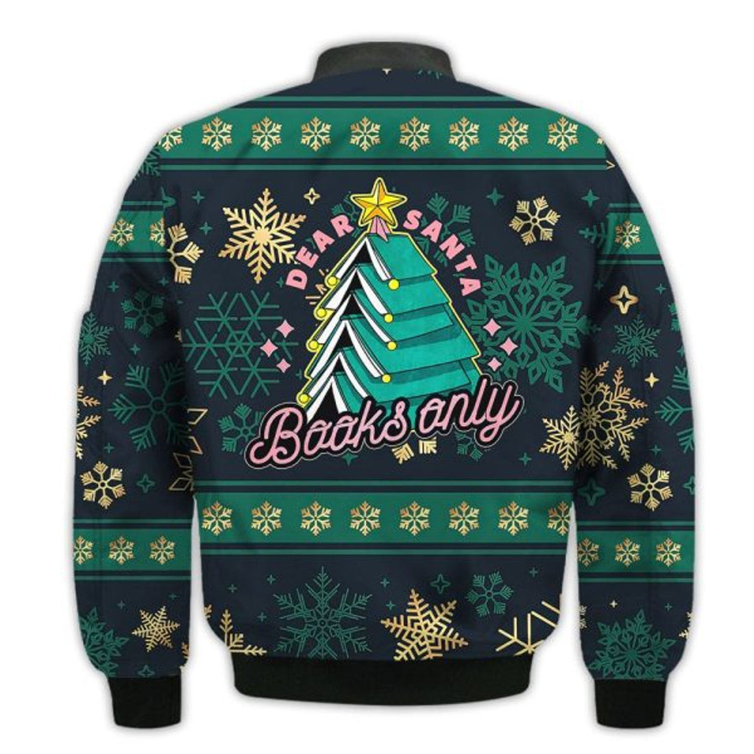 FUNSTUFFPRINTI Merry Christmas Funny Christmas Books Retro Christmas Holiday Gifts Unisex 3D Bomber Jacket