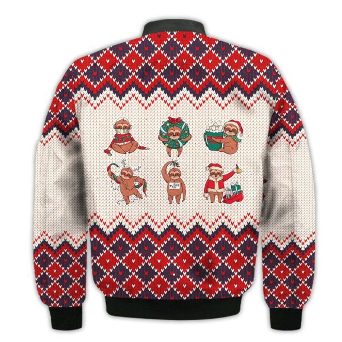 FUNSTUFFPRINTI Merry Christmas Funny Christmas Sloth Retro Christmas Holiday Gifts Unisex 3D Bomber Jacket