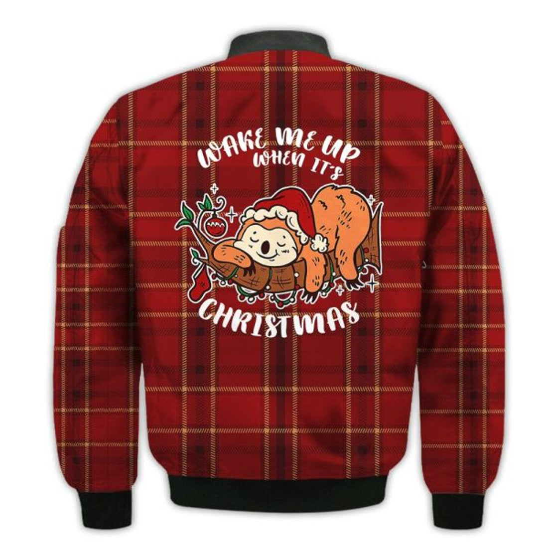 FUNSTUFFPRINTI Merry Christmas Funny Wake Me Up When It's Christmas Retro Christmas Holiday Gifts Unisex 3D Bomber Jacket