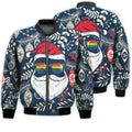 FUNSTUFFPRINTI Merry Christmas Gay Santa Glasses Retro Christmas Holiday Gifts Unisex 3D Bomber Jacket
