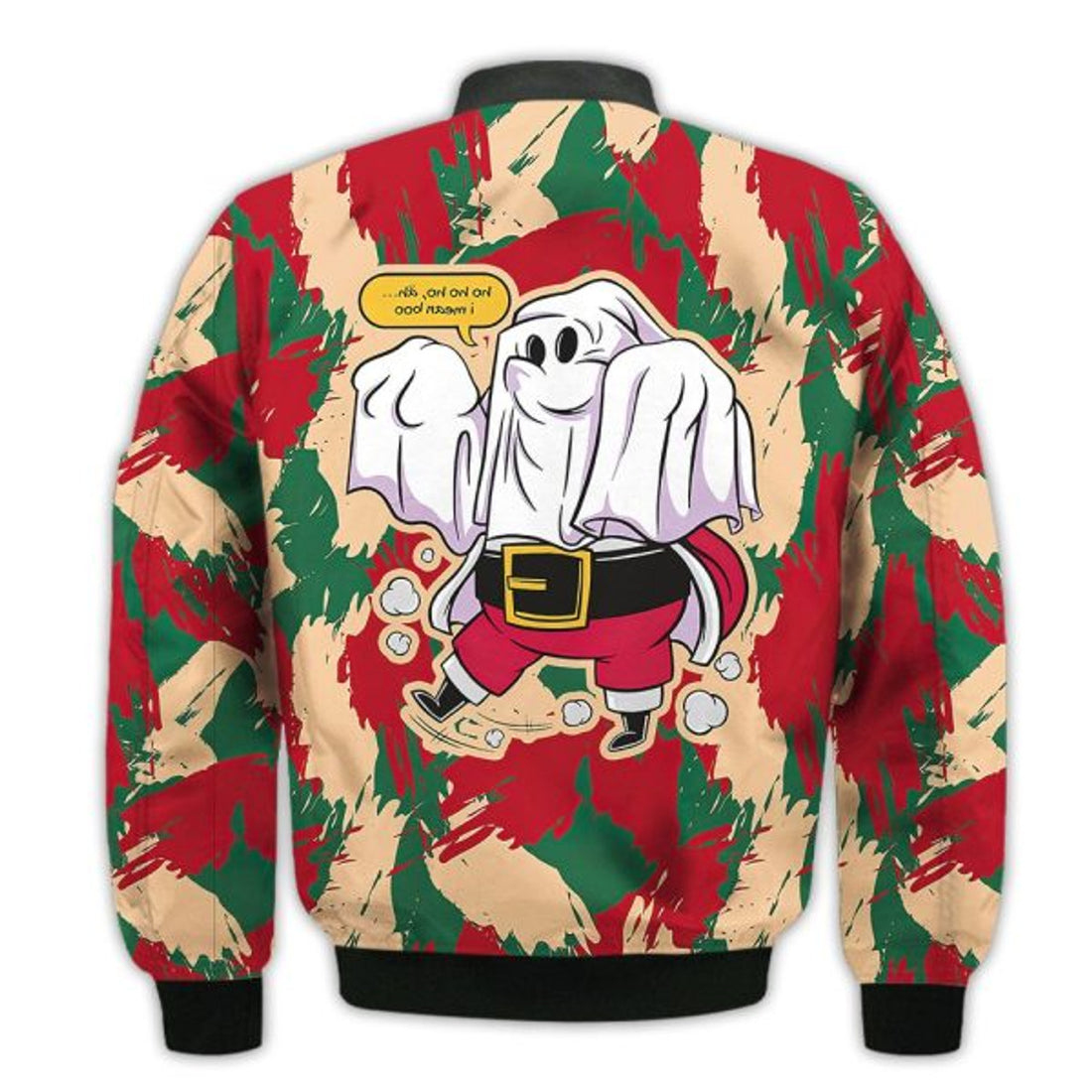 FUNSTUFFPRINTI Merry Christmas Ghost Santa Claus Funny Retro Christmas Holiday Gifts Unisex 3D Bomber Jacket