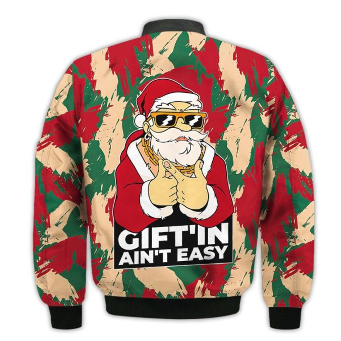 FUNSTUFFPRINTI Merry Christmas Gift'in Ain't Easy Retro Christmas Holiday Gifts Unisex 3D Bomber Jacket