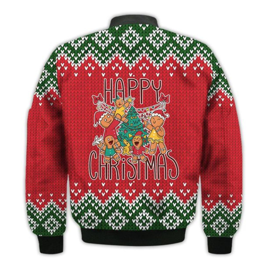 FUNSTUFFPRINTI Merry Christmas Gingerbread Cookies Christmas Retro Christmas Holiday Gifts Unisex 3D Bomber Jacket