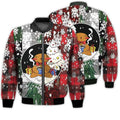 FUNSTUFFPRINTI Merry Christmas Gingerbread Retro Christmas Holiday Gifts Unisex 3D Bomber Jacket