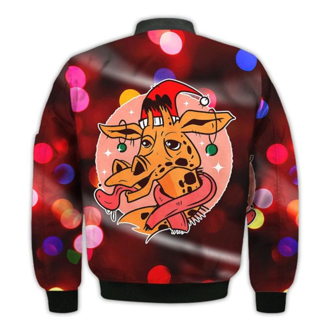 FUNSTUFFPRINTI Merry Christmas Giraffe Retro Christmas Holiday Gifts Unisex 3D Bomber