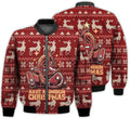 FUNSTUFFPRINTI Merry Christmas Have A Smokin Christmas Meat Tree Food Christmas Holiday Gifts Unisex 3D Bomber Jacket