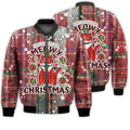 FUNSTUFFPRINTI Merry Christmas Have Yourself A Meowy Christmas Retro Christmas Holiday Gifts Unisex 3D Bomber Jacket