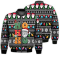 FUNSTUFFPRINTI Merry Christmas Ho Ho Ho Santa Claus Funny Retro Christmas Holiday Gifts Unisex 3D Bomber Bomber Jacket