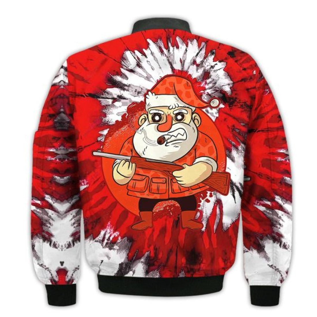 FUNSTUFFPRINTI Merry Christmas Hunting Santa Retro Christmas Holiday Gifts Unisex 3D Bomber Jacket