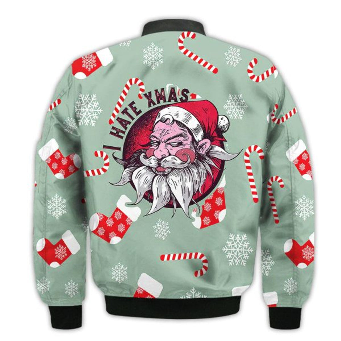 FUNSTUFFPRINTI Merry Christmas I Hate Christmas Retro Christmas Holiday Gifts Unisex 3D Bomber Bomber Jacket