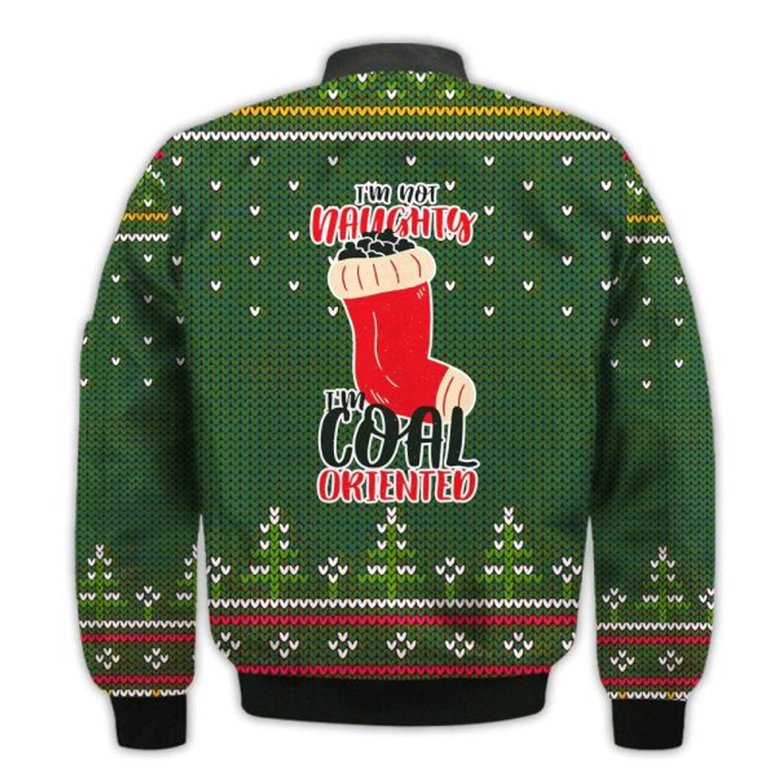 FUNSTUFFPRINTI Merry Christmas I'm Not Naughty I'm Coal Oriented Retro Christmas Holiday Gifts Unisex 3D Bomber Bomber Jacket