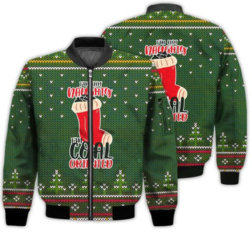 FUNSTUFFPRINTI Merry Christmas I'm Not Naughty I'm Coal Oriented Retro Christmas Holiday Gifts Unisex 3D Bomber Bomber Jacket
