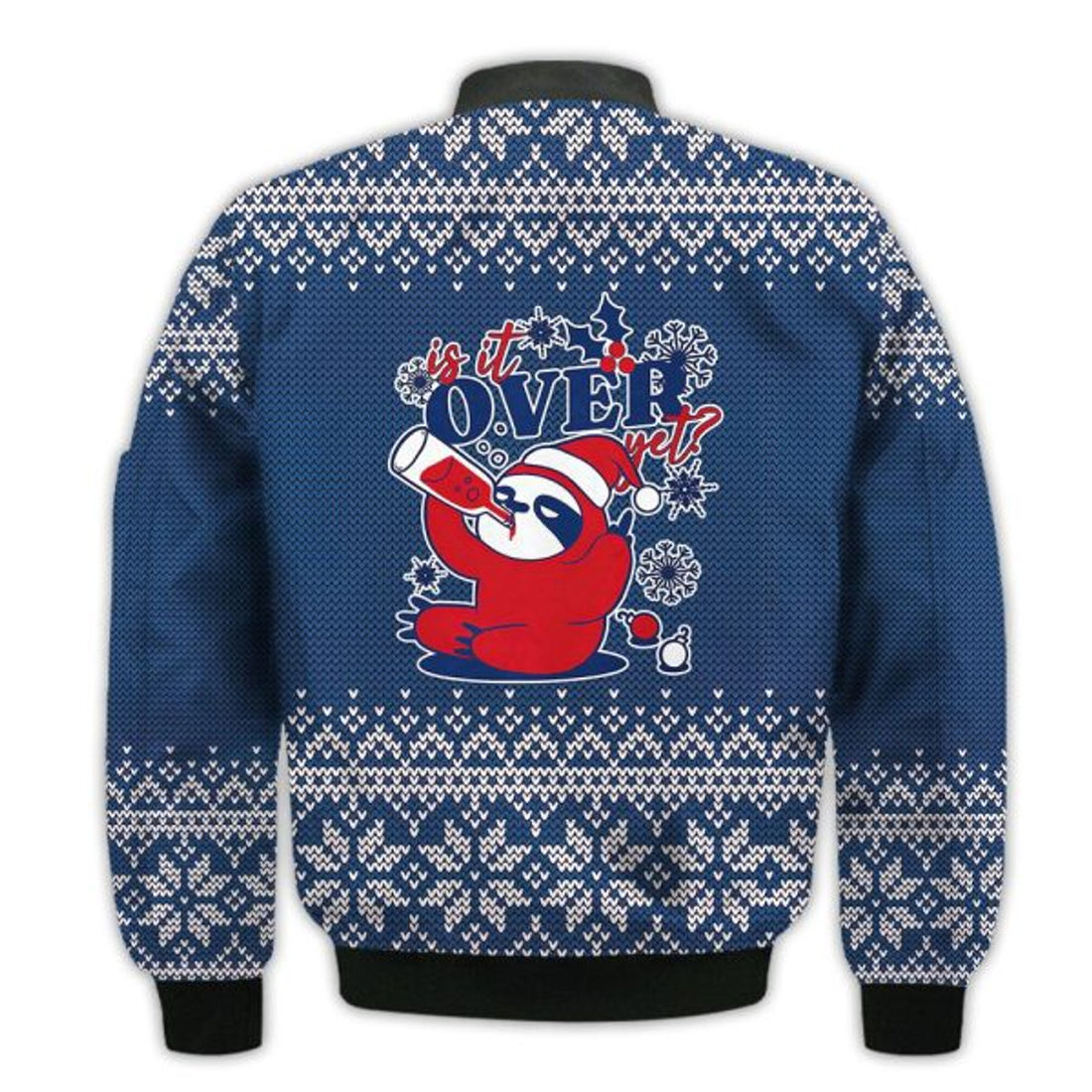 FUNSTUFFPRINTI Merry Christmas Is It Over Yet Christmas Sloth Retro Christmas Holiday Gifts Unisex 3D Bomber Bomber Jacket