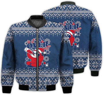 FUNSTUFFPRINTI Merry Christmas Is It Over Yet Christmas Sloth Retro Christmas Holiday Gifts Unisex 3D Bomber Bomber Jacket