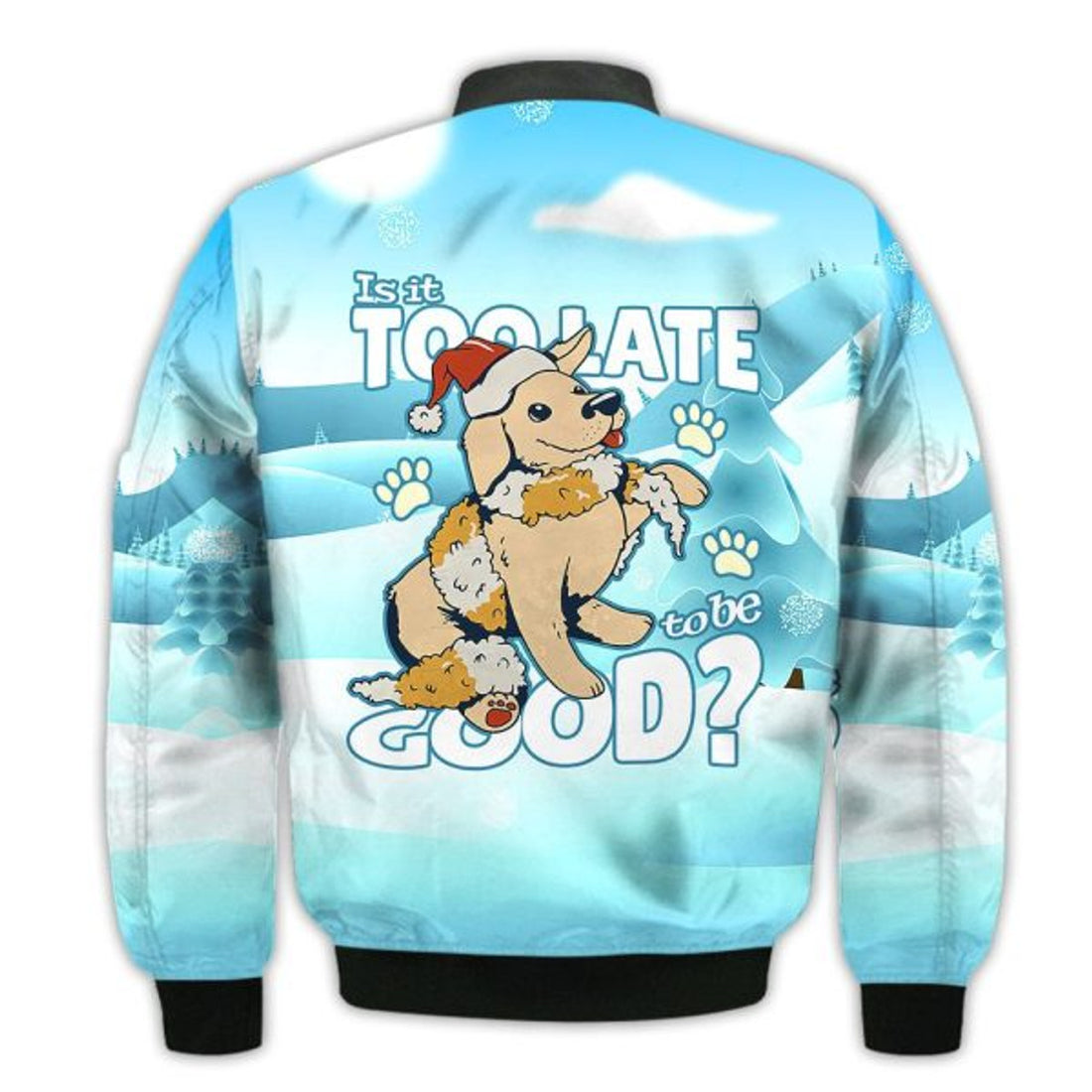 FUNSTUFFPRINTI Merry Christmas Is It Too Late To be Good Retro Christmas Holiday Gifts Unisex 3D Bomber Bomber Jacket