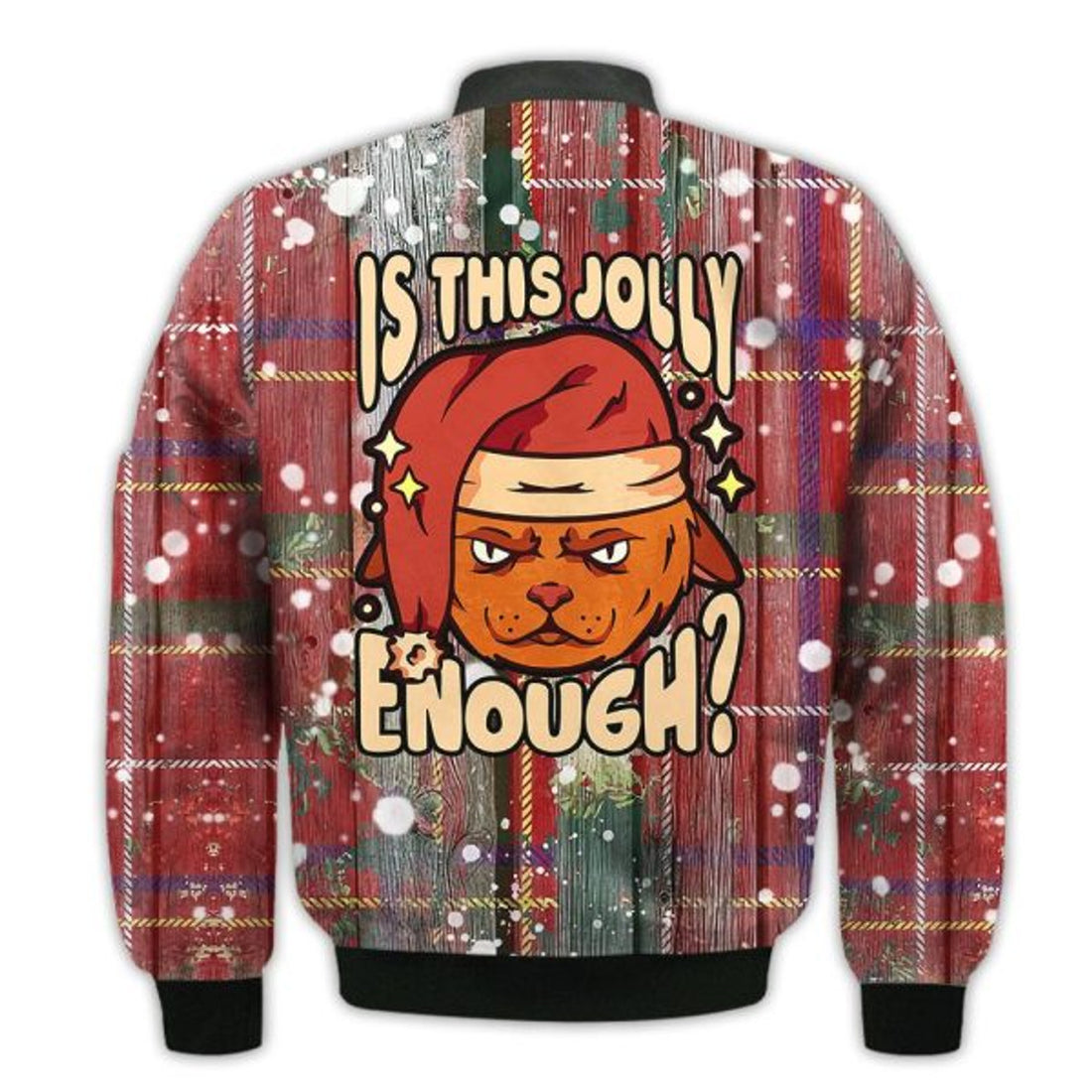 FUNSTUFFPRINTI Merry Christmas Is This Jolly Enough Cat Retro Christmas Holiday Gifts Unisex 3D Bomber Bomber Jacket