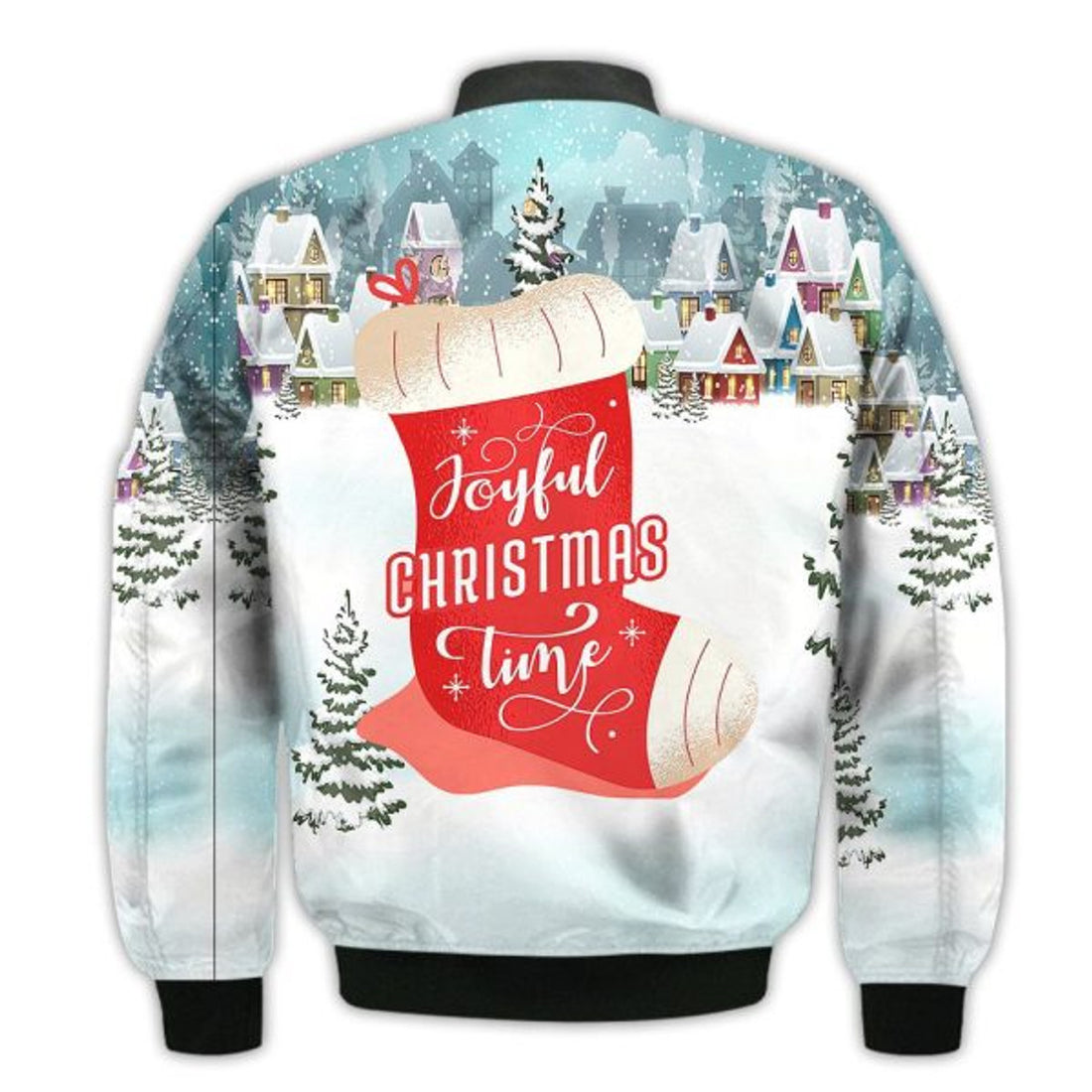 FUNSTUFFPRINTI Merry Christmas Joyful Christmas Time Retro Christmas Holiday Gifts Unisex 3D Bomber Bomber Jacket