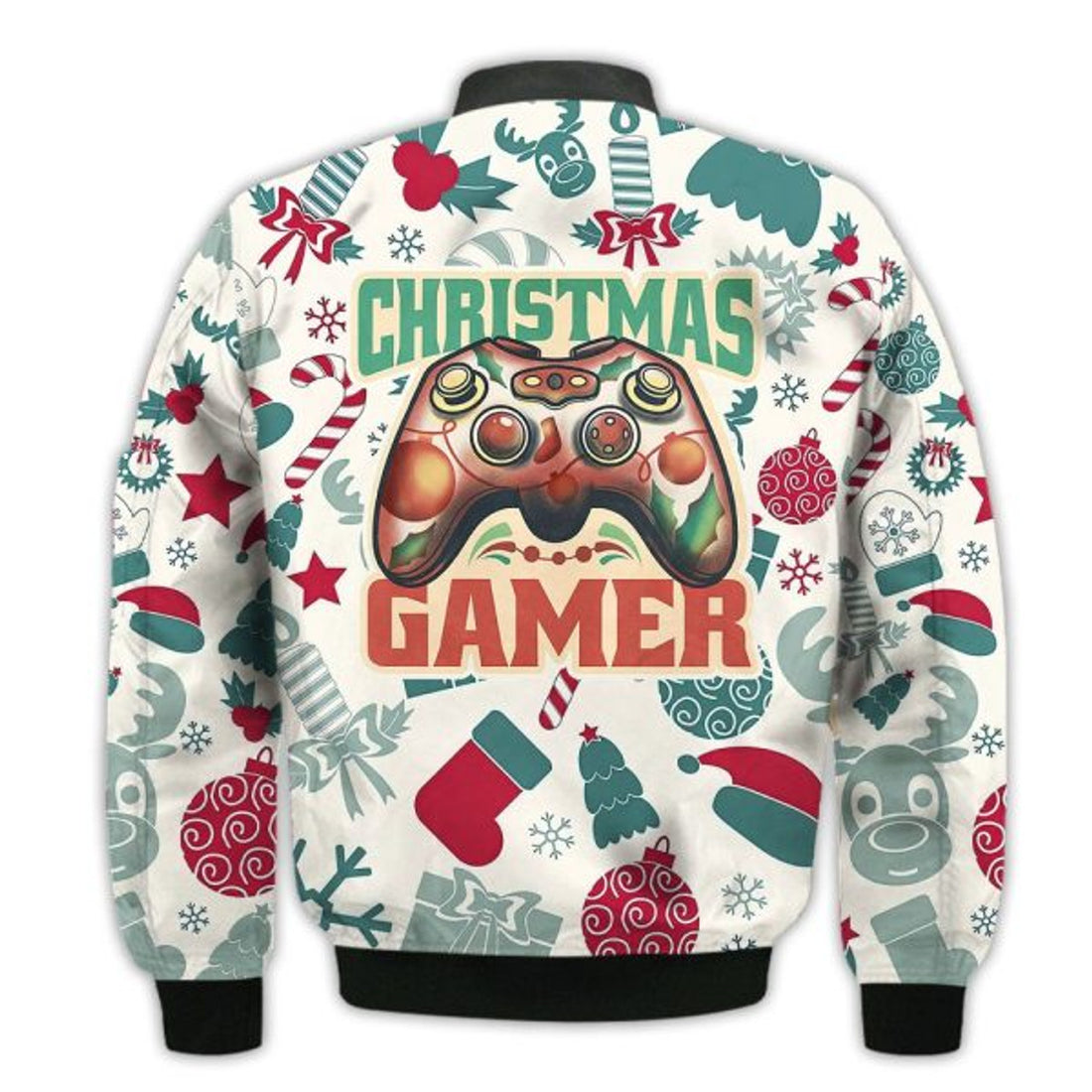 FUNSTUFFPRINTI Merry Christmas Joystick For Game Retro Christmas Holiday Gifts Unisex 3D Bomber Bomber Jacket