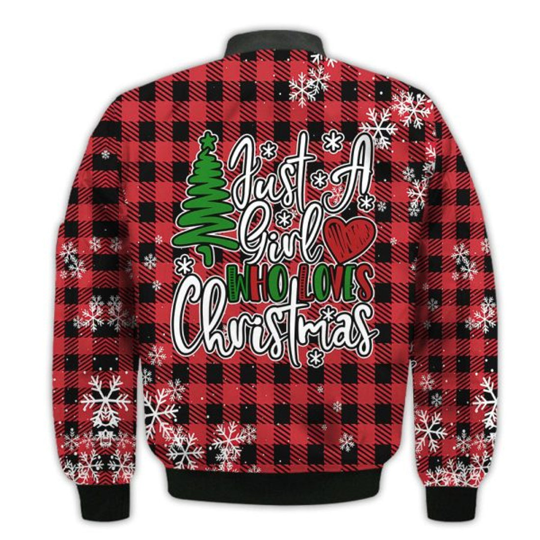 FUNSTUFFPRINTI Merry Christmas Just A Girl Who Love Christmas Retro Christmas Holiday Gifts Unisex 3D Bomber Bomber Jacket