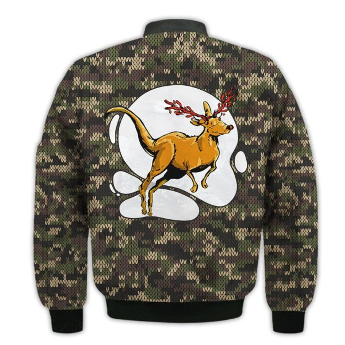 FUNSTUFFPRINTI Merry Christmas Kangaroo Reindeer Retro Christmas Holiday Gifts Unisex 3D Bomber Bomber Jacket