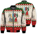 FUNSTUFFPRINTI Merry Christmas Leopard Retro Christmas Holiday Gifts Unisex 3D Bomber Bomber Jacket