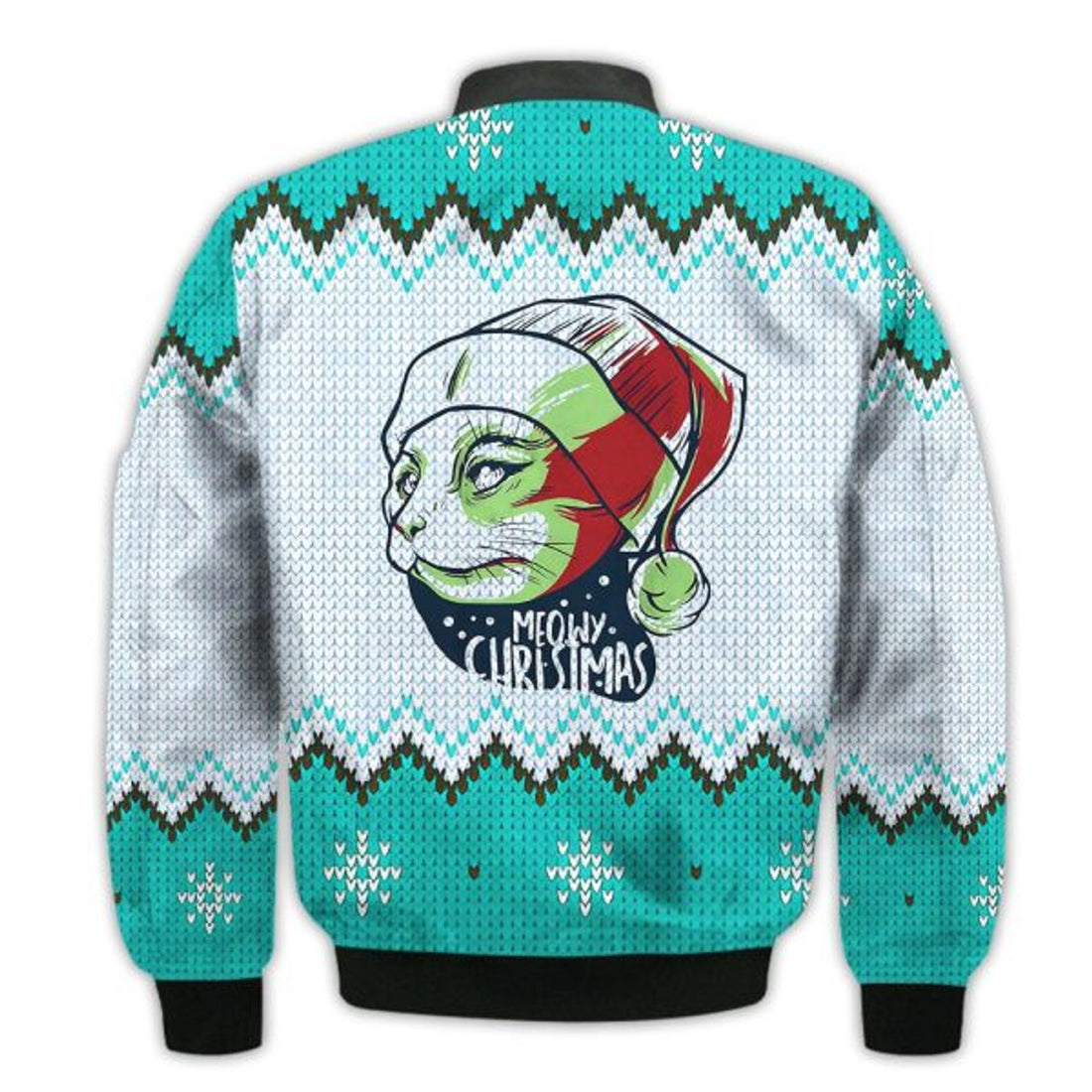 FUNSTUFFPRINTI Merry Christmas Meowy Retro Christmas Holiday Gifts Unisex 3D Bomber Bomber Jacket